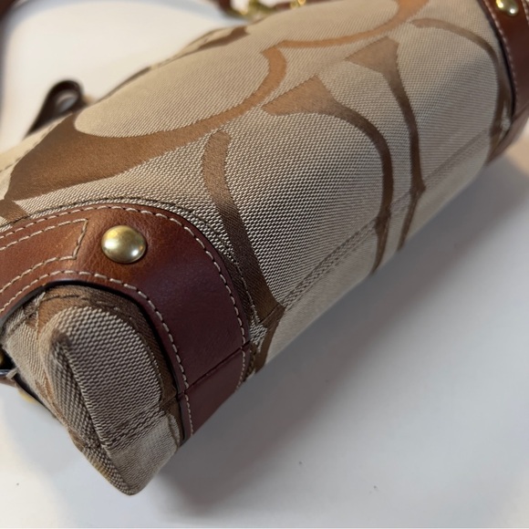 Coach Vintage Y2K Brown Big C Logo pattern Canvas Small Shoulder Wristlet Bag - Picture 6 of 16